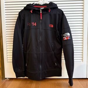 The North Face Men's RU/14 Black and Red Full Zip Hoodie